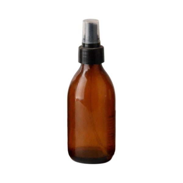 Amber Glass Bottle 200Ml With Atomiser Spray - Black (28/410)